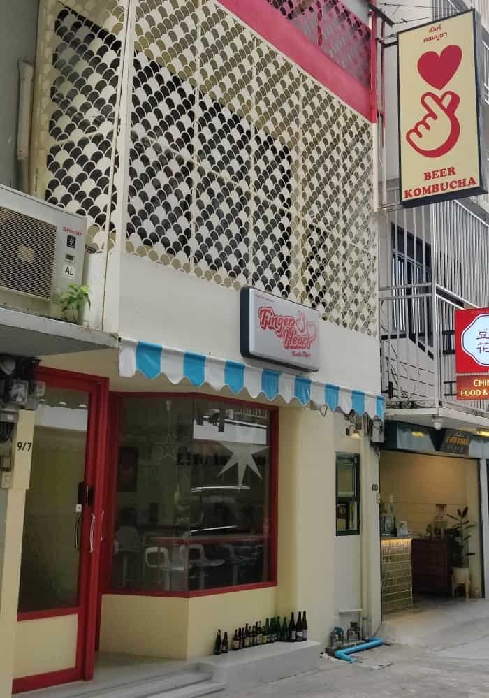 Outside view of Finger Heart Bottle shop in Bangkok