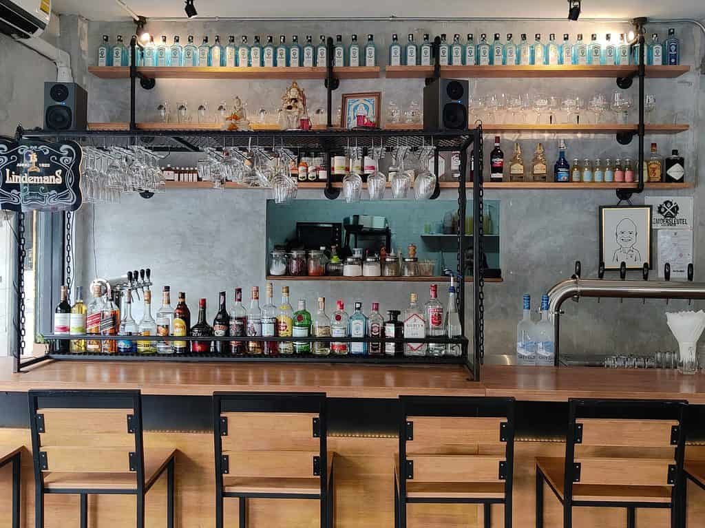 Bar at Fat Cow craft beer and burgers in Bangkok Thailand