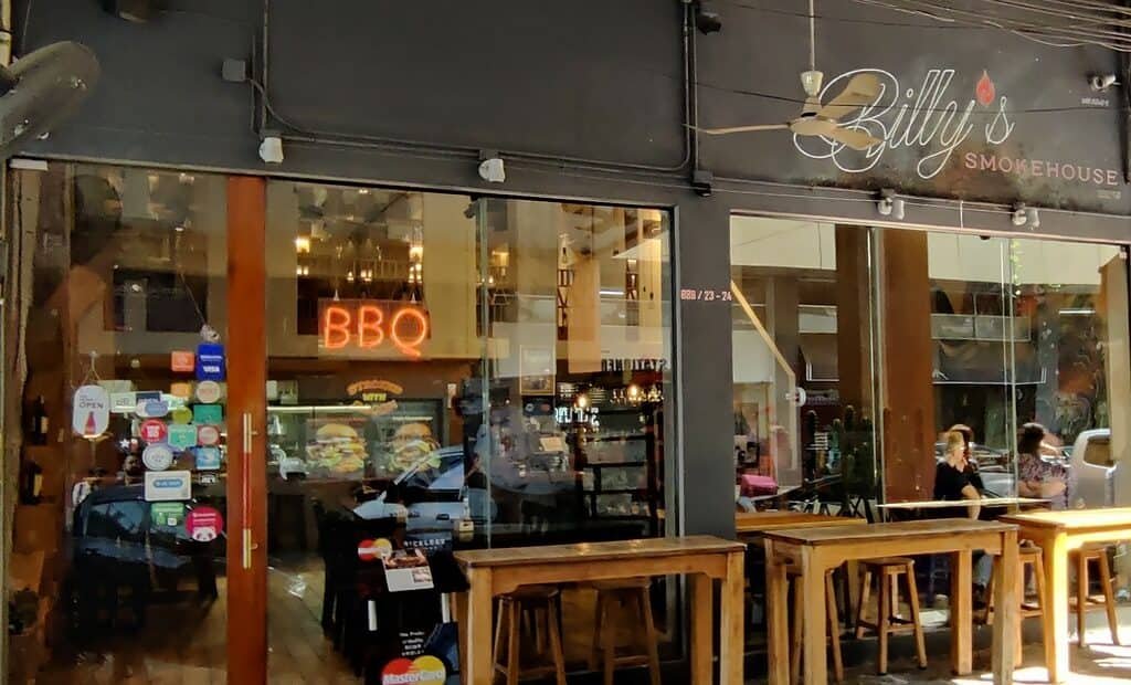 Entrance to Billy's Smokehouse craft beer bar and barbeque restaurant in Bangkok Thialand