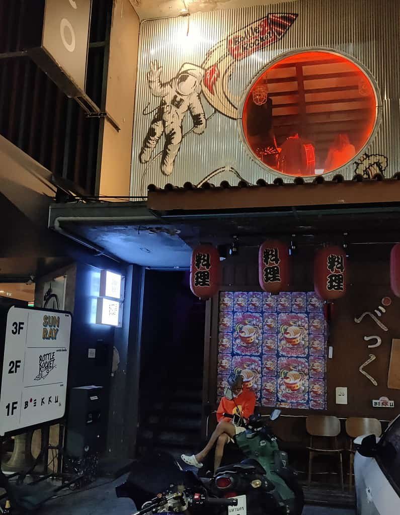 Outside entrance to Bottle Rocket Craft beer bar, Bangkok Thailand