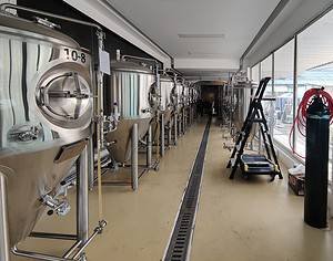 The beer making kettles and brewing equipment at Brewave Brewpub in Bangkok Thailand.