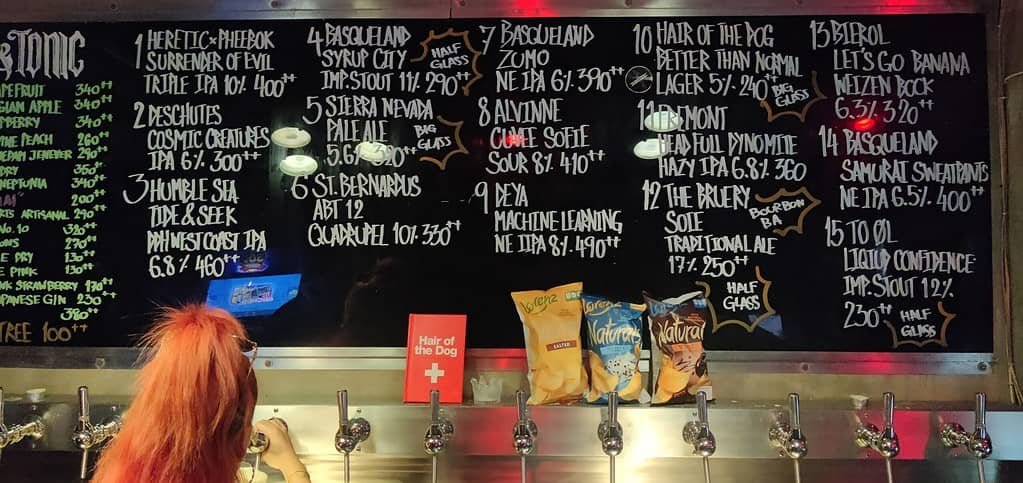 Hair of the Dog craft beer bar at Phloen Chit in Bangkok Thailand.
Chalkboard Menu at anniversary party.