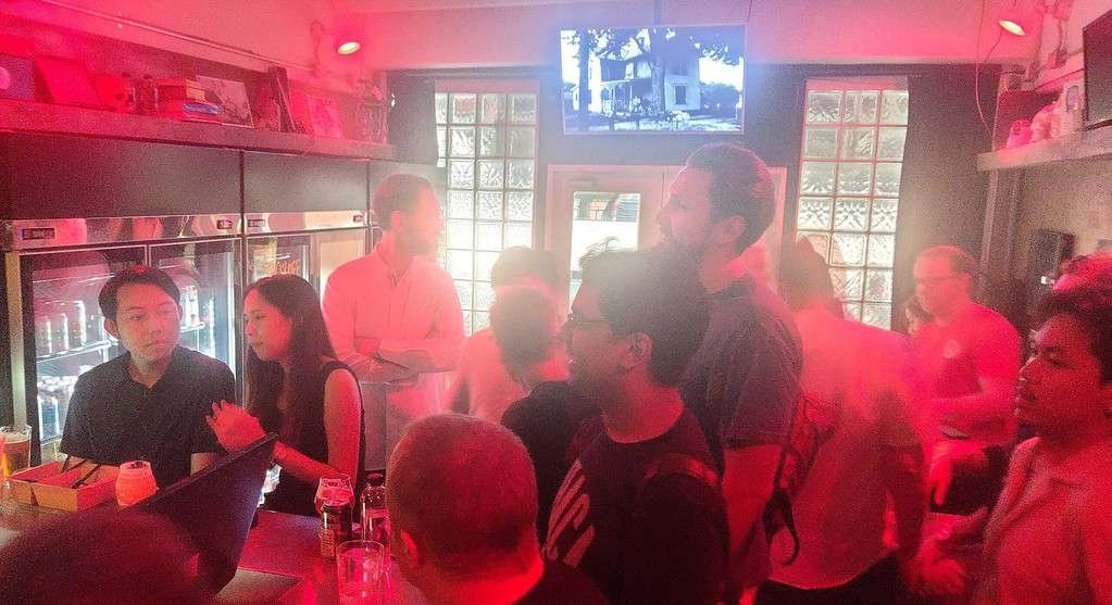 Beer drinking crowd at Hair of the Dog craft beer bar in Phloen Chit Bangkok Thailand.
Anniversary June 2023