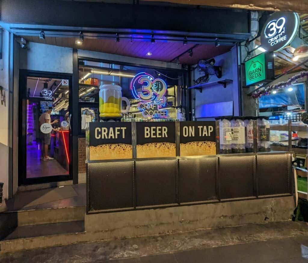 39 Craft Coffee at night - offering craft beer in Bangkok Thailand