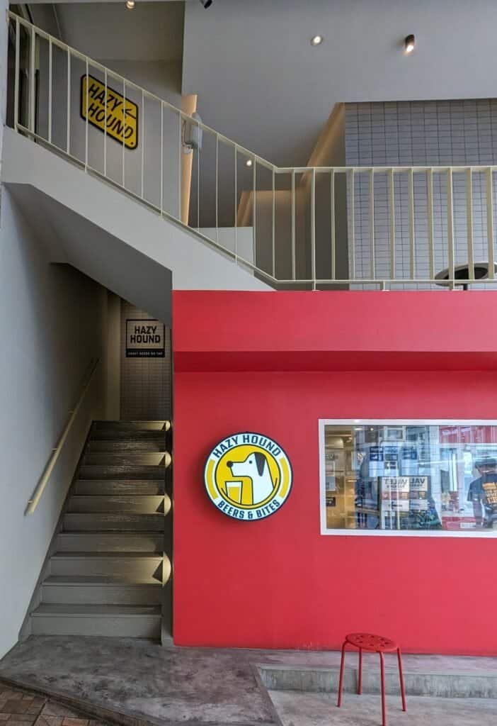 The steps leading up to Hazy Hound, craft beer bar in Bangkok Thailand.