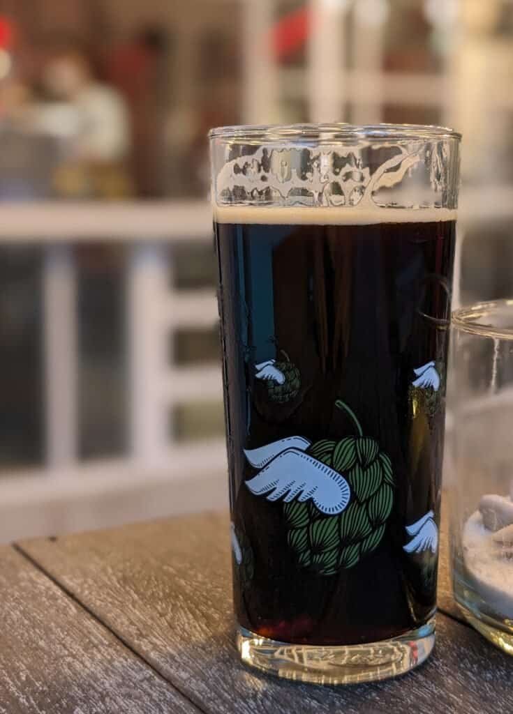 A pint of stout craft beer at Bootleg Brother's brewing in Bangkok, Thailand.