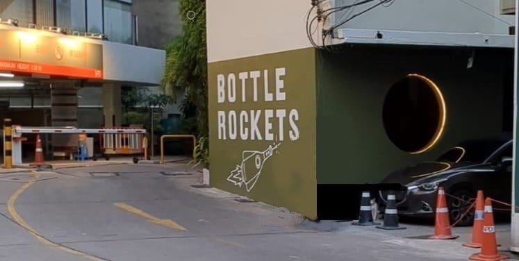 Outer wall for Bottle Rockets Craft beer Bar in Silom Bangkok Thailand