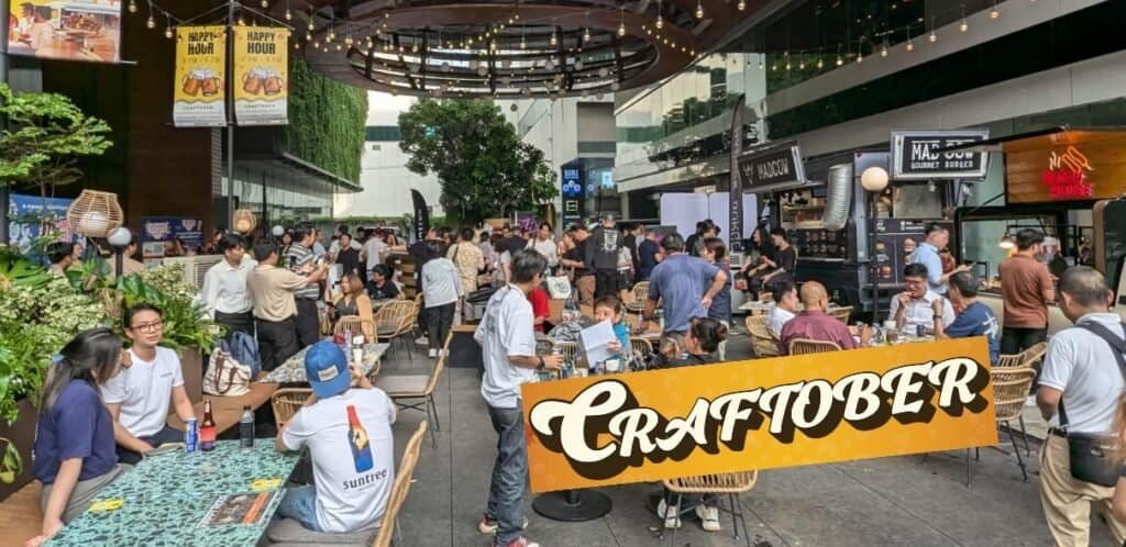 Craftober event serving local beer in Central Bangkok; edited by Bangkok Beer Guide