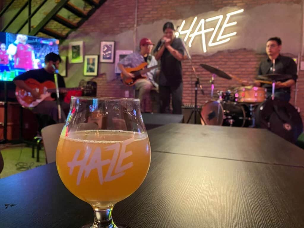 Beer in a goblet at Haze bar in Bangkok Thailand