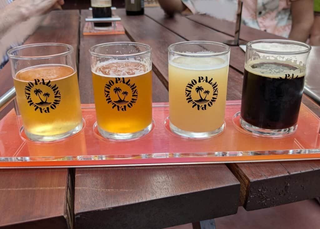 Beer flight of Two Palms Taproom in Bangkok Thailand